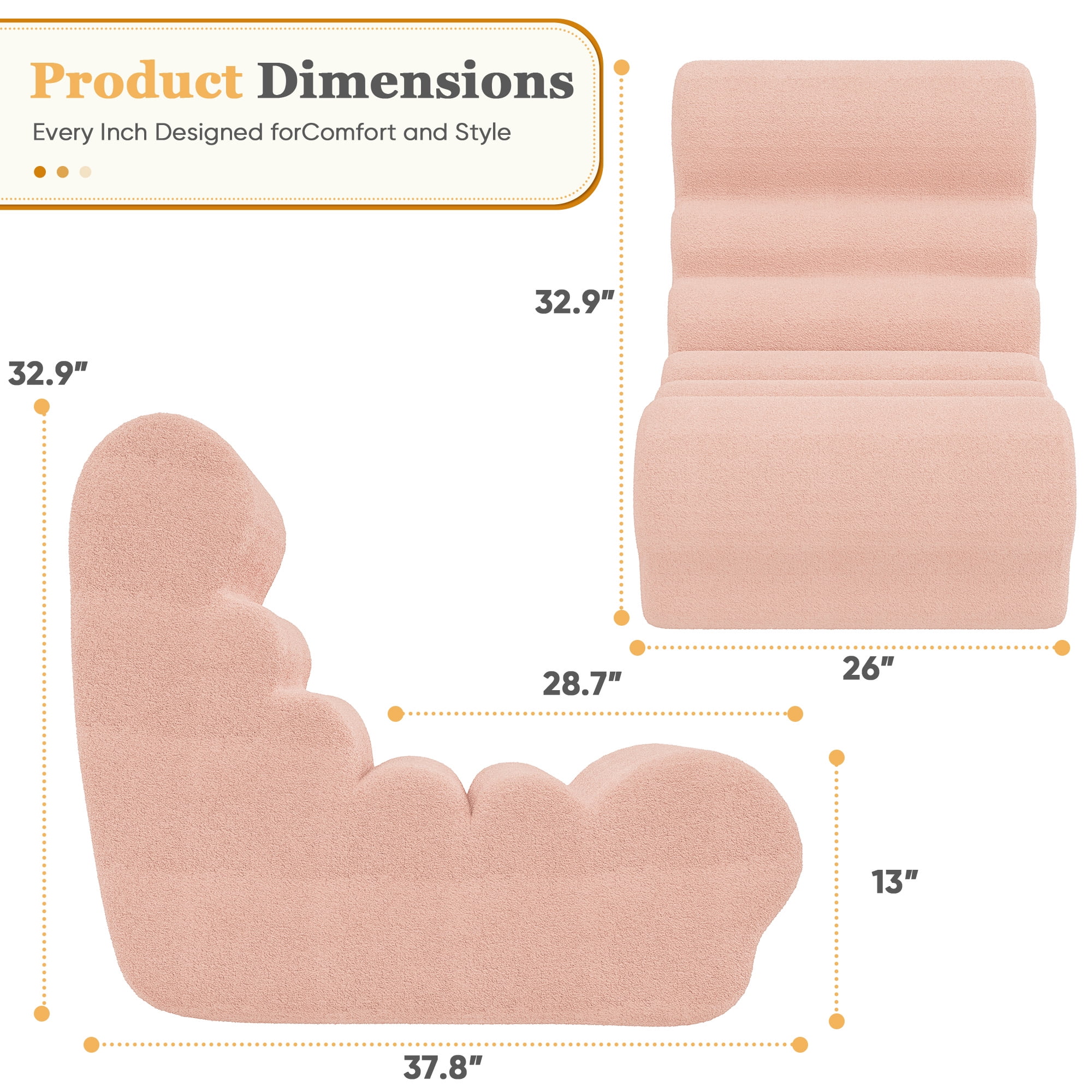 Homall Teddy Plush Bean Bag Chair for Adults – Soft Sponge-Filled Lounge Seat, Comfortable Floor Chair for Living Room and Bedroom, Pink