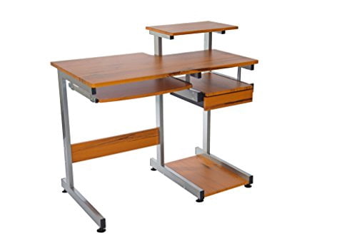 complete computer Workstation Desk. color: Woodgrain