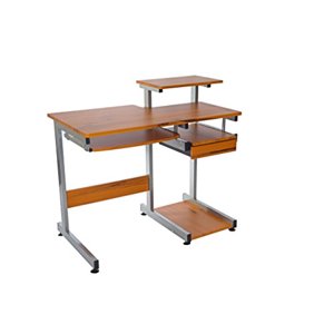 Ordinateur complet Bureau de poste de travail. couleur: Woodgrain