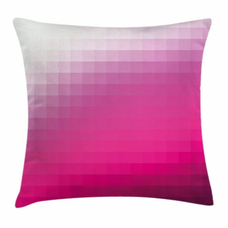 Hot Pink Cushion Covers Hot Pink Throw Pillow Cushion Cover, Modern Art Mosaic Tiles Gradually Ombre Inspired Squares Image, Decorative Square Accent Pillow Case, 16 X 16 Inches, Hot Pink Dark Purple White, by Ambesonne ()