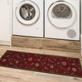 thumbnail image 2 of Ottomanson Floral Kitchen Runner Rug 1'10" x 6' - Non Slip Low Pile Carpet, Red, 2 of 13