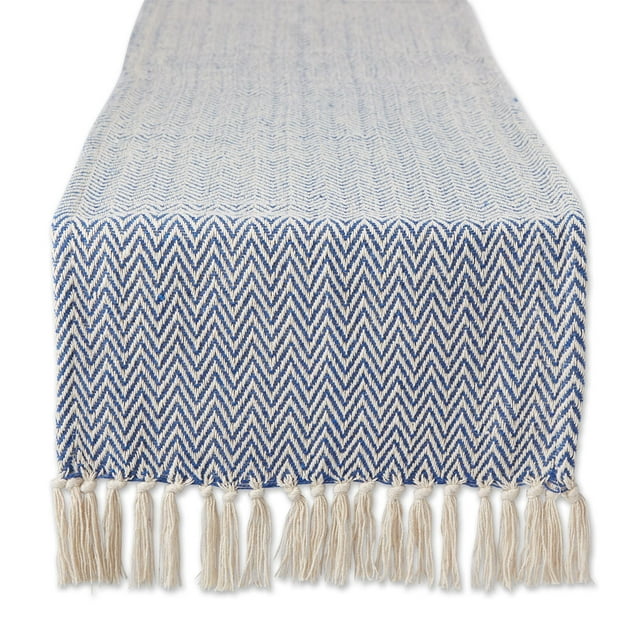 Camino de Mesa DII Chevron 38x274 cm Algodón Azul Náutico