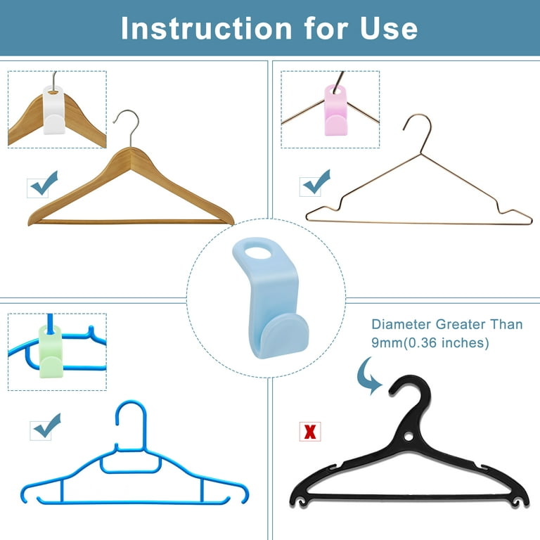 Taihexin 100 Pcs Clothes Hanger Connector Hooks, Thicken, Load 30 Pounds, 4-Colors, Plastic Hooks Cascading Clothes Hangers, Hanger Extender Clips for