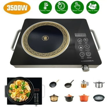 Electric Ceramic Stove, 3500W Hot Plate Infrared Induction Cooker, Home Cooktop Cooking Furnace US 110V, Portabel Electric Stove Burner, Knob Control, Timer, Safety Lock, One-piece Panel for Easy Cle