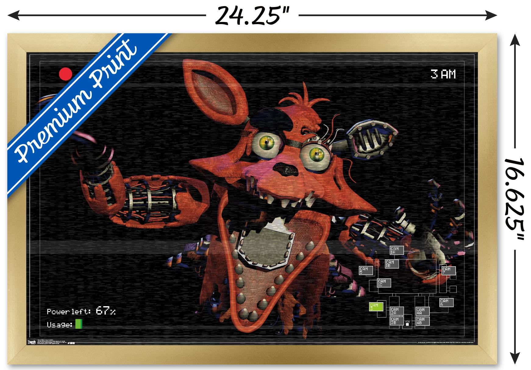 Five Nights at Freddy's - Foxy Camera Wall Poster, 14.725" x 22.375", Framed