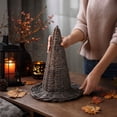 thumbnail image 5 of sruoe Halloween Woven Witch Hat Figurine, Rustic Wicker Style Tabletop Ornament, Gothic Fall Accent Decor, Halloween Home Decoration, Halloween Party Decor for Mantel，Coffee Table，Entryway, 5 of 7