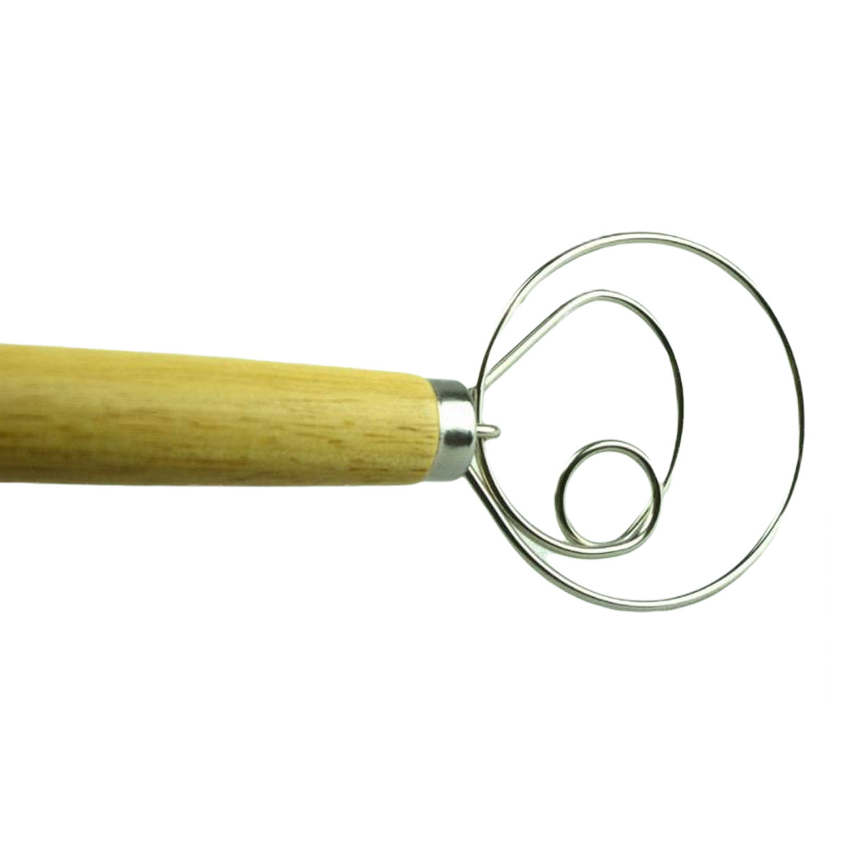 Bestine Danish Dough Whisk Bread Mixer Stainless Steel Dutch Whisk Dough Hand Mixer Wooden Handle Bread Making Supplies Kitchen Baking Tools for Homemade Bread Pancakes Biscuits