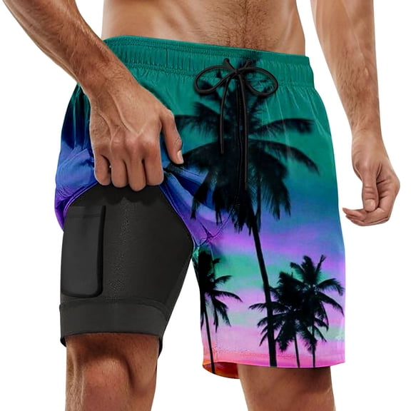 Kcolen Mens Swim Trunks 7 Inch Athletic Drawstring Men Swim Shorts Lightweight Bathing Suit Men's Swim Trunks Beach Summer Oversized Bathing Suit Beach Board Shorts
