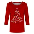 thumbnail image 3 of WXLWZYWL Fashion Christmas T-Shirt Womens Casual Print Round Neck 3/4 Sleeve Tops Blouse, 3 of 5