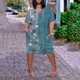 thumbnail image 2 of asddcavvf Robes pour Femmes Grande Taille Imprimé Floral Col en V Confortable Robe Ample Courte Sle, 2 of 6