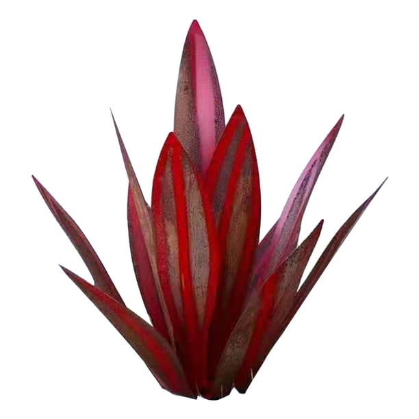 FLhrweasw Estatua Planta Arte Patio Hierro Decoraciones Jardín Agave Estacas para Del (rojo 27CM)