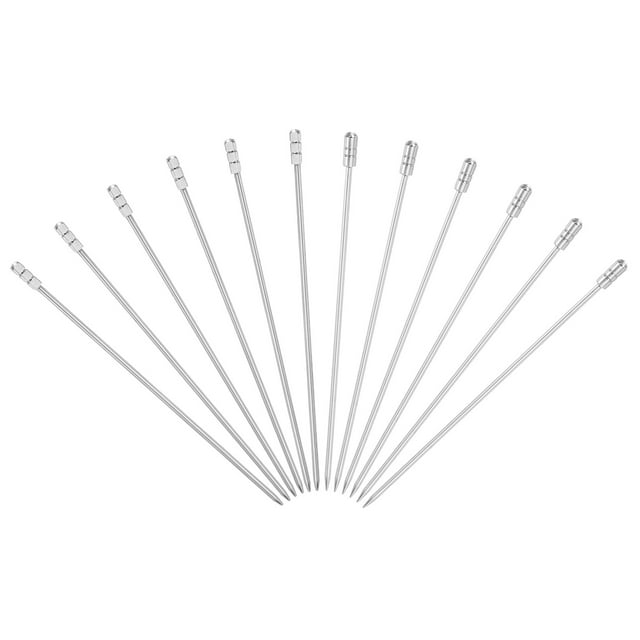 Uxcell 12 Pcs Palillos de Cóctel de Acero Inoxidable 4.33" Palillos de Martini Palillos de Fruta Esquineros Metálicos Reutilizables Plateados