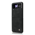 thumbnail image 4 of Compatible with Samsung Galaxy Z Flip 3 Case, Retro Shockproof PU Leather + Hard PC Shell Ultra Thin Slim Durable Protective Phone Case Cover for Samsung Galaxy Z Flip 3 5G 2021, Black, 4 of 11