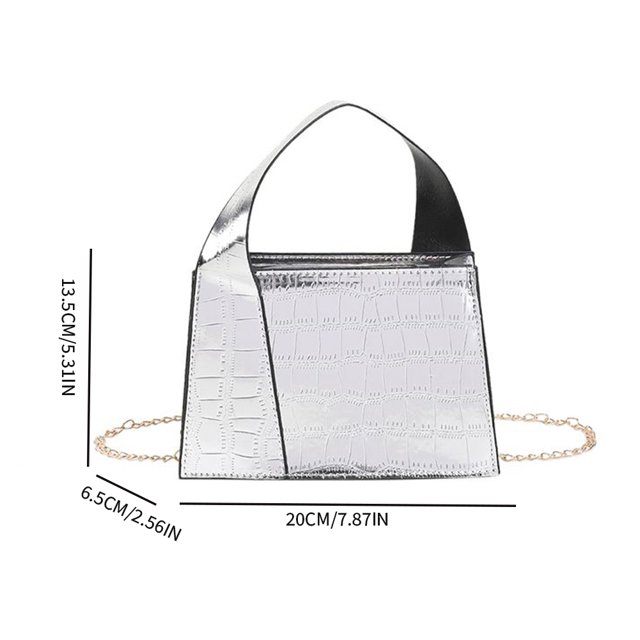 Bolso bandolera para mujer Cadena Patrón de cocodrilo Bolsos de mensajero Monedero femenino (Plata)