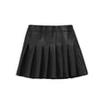 thumbnail image 3 of Miutii Faux PU Leather Skirts for Kids Girls High Waist Pleated Mini Skirts A-line Skater Skirts Casual Solid Skirts Black 15-16, 3 of 5