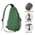 thumbnail image 3 of Sling Backpack,Green Christmas Snowflake Pattern Sling Bag with Water Bottle Holder,Waterproof Sling Bag for Men/Women with Headphone Jack for Hiking,Travel, 3 of 6