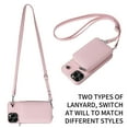 thumbnail image 2 of Crossbody Wallet Case Compatible with iPhone 14 Pro with Detachable RFID Blocking Zipper Card Holder Pocket, Shoulder Strap Removable PU Leather Purse Shockproof Phone Cover, Pink, 2 of 9