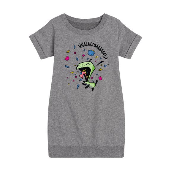 Invader ZIM - GIR Eating Candy - WHACHOOSAY - Toddler And Youth Girls Fleece Dress