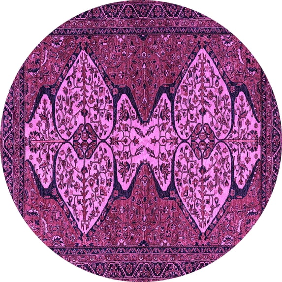 Ahgly Company Indoor Round Abstract Purple Modern Area Rugs, 8' Round