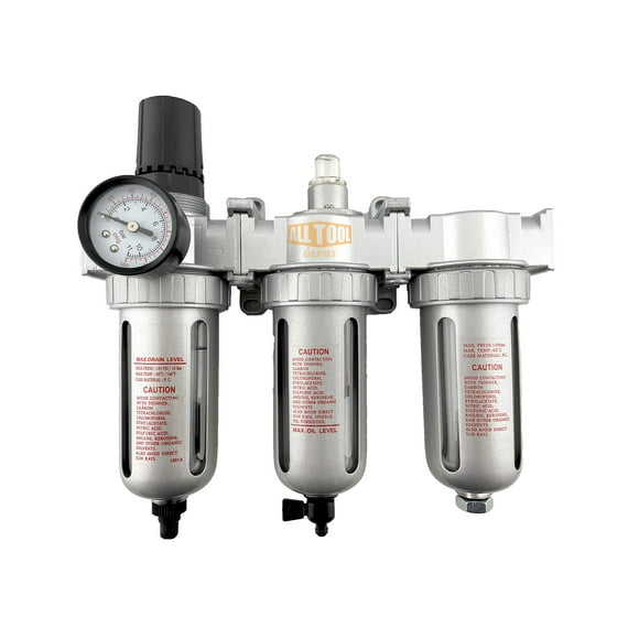 3/8" NPT MID FLOW Filter Regulator Coalescing Desiccant Dryer System For Compressed Air Lines, Poly Bowls, Great For Paint Spray And Plasma Cutter (AUTO DRAIN)