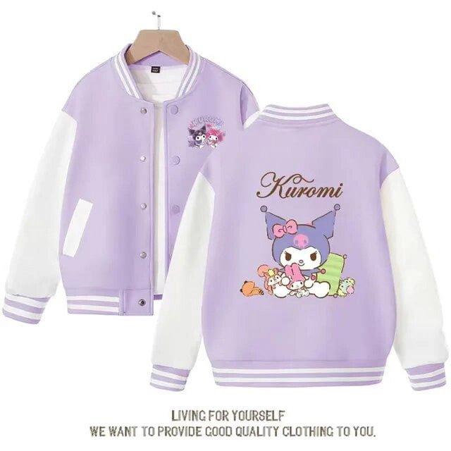 Sanrio Cinnamoroll Jacket Hello Kitty Kuromi Overcoat Woman Jacket Autumn Spring Kids Loose Sports Baseball Uniform Clothes Gift