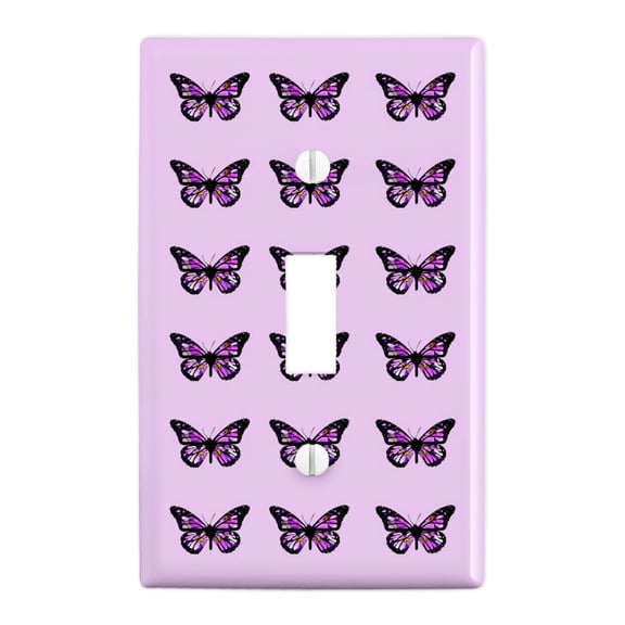 Butterfly with Flowers Plastic Wall Decor Toggle Light Switch Plate Cover