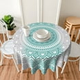 thumbnail image 6 of Teal Grey Boho Round Tablecloth 60 Inch Modern Mandala Art Turquoise Table Clothes Rustic Ombre Waterproof Reusable Circle Table Cover for Picnic Party Dining Room Home Decor, 6 of 6