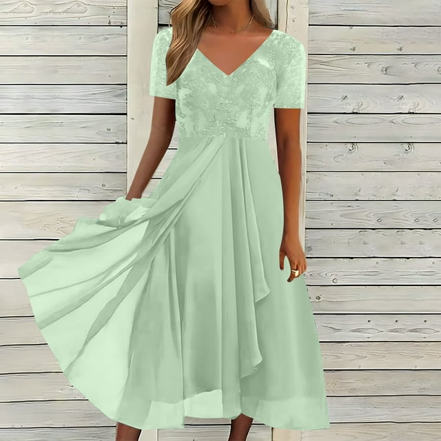 Robes de Mère de la Mariée Robes Formelles, Robes de Mère de la Mariée Grande Taille Robes Formelles, Robes d'Invitée de Mariage pour Femmes Soirée Formelle Bal Robe Chiffon Manches Courtes Ligne A 2024