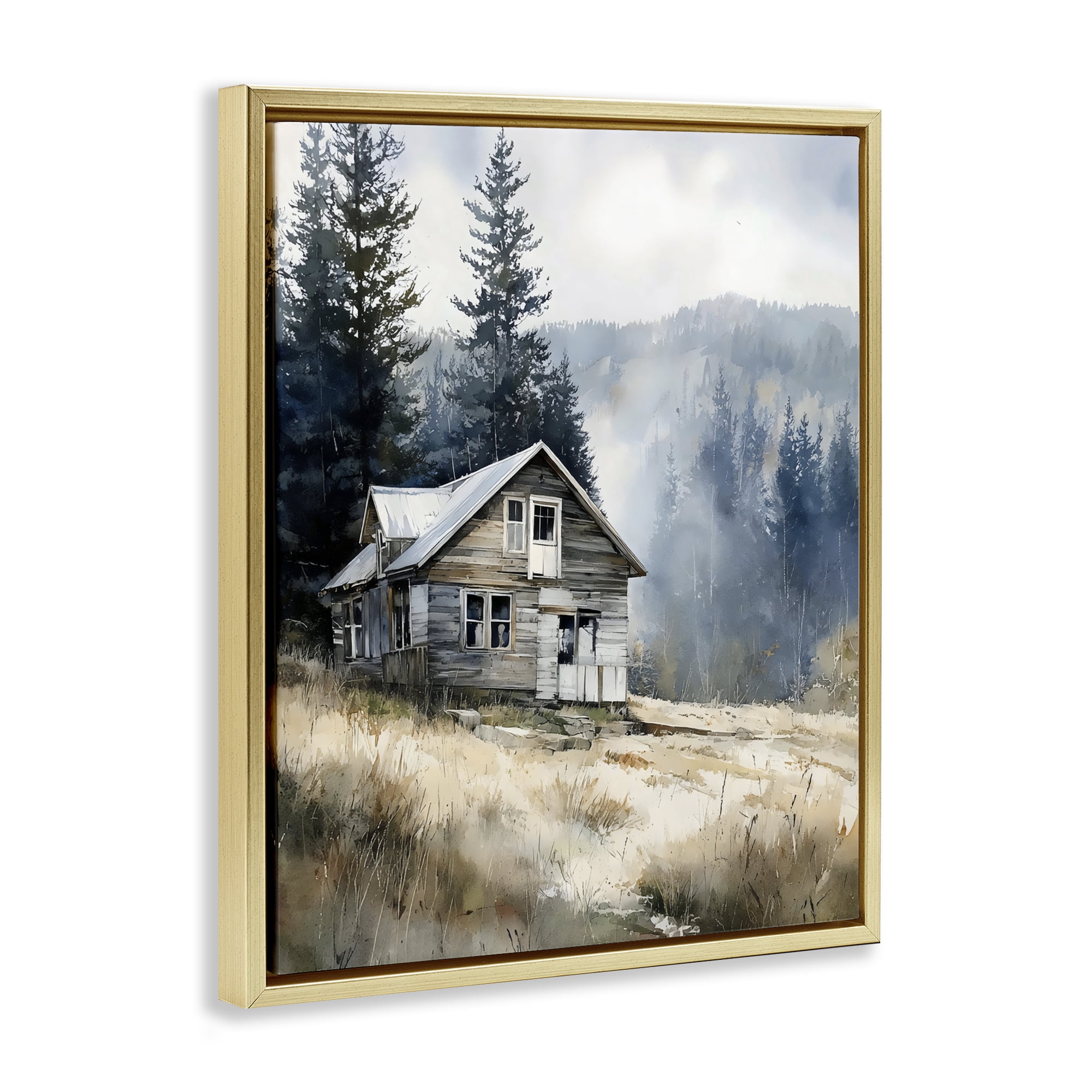 Stupell Industries Old Mountain House Gold Framed Floater Canvas Wall Art, design by Franklyn Gregory