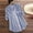 Blue#2, variant on Xihbxyly Women V Neck Print 3/4 Sleeve Cotton Linen T-shirt Casual Blouse Tops Women Plus Size Three Quarter Striped Print V-Neck Loose Fit Top T-Shirt Blouse V Neck Blouse Printed V-neck Shirt