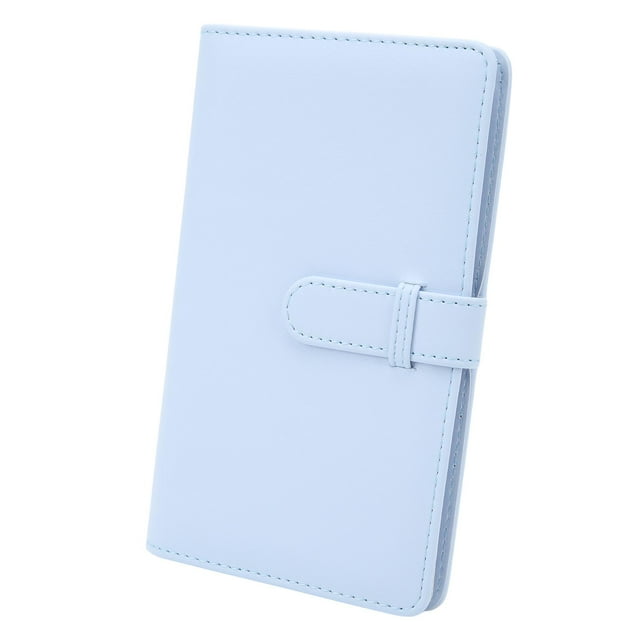 Álbum de fotos de 3 pulgadas con 108 bolsillos, miniálbum de fotos de cuero sintético para entradas de cine y tarjetas de presentación, color azul hortensia.