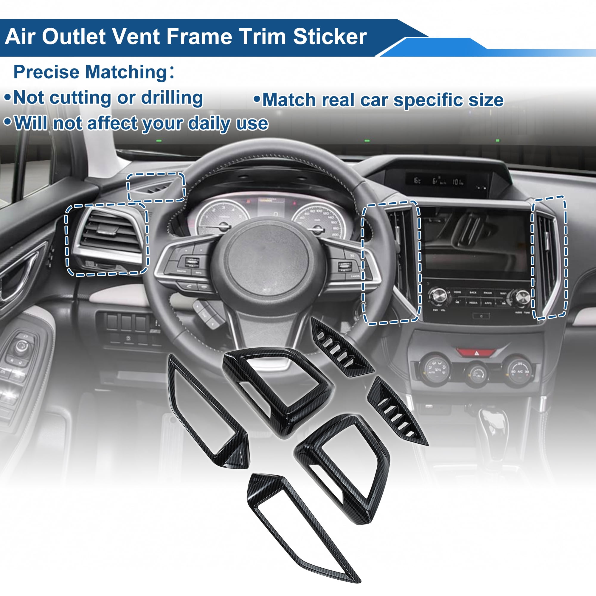 Unique Bargains Center Console Air Vent Cover Trim Black Pair Left Right Middle