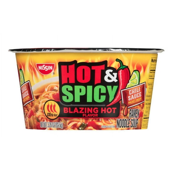 Blazing Hot Flavor Hot And Spicy Chili Sauce Ramen Noodle Soup bowl, 3.26 Ounce (Pack of 6) XXtra Hot