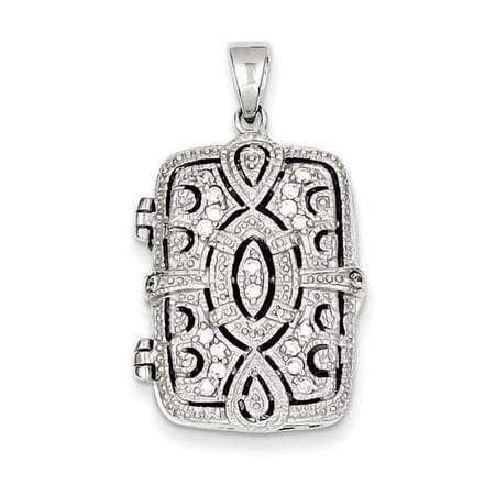 PicturesOnGold.com Sterling Silver Square Locket W/Cubic Zirconia Under 3/4 Inch X Over 3/4 Inch in Sterling Silver