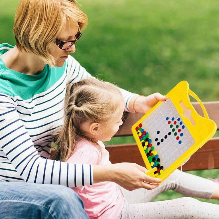 Magnetic Drawing Board for Kids and Toddlers Age 3-5, Fun Magnetic Board  with Colorful Beads and Drawing Stylus( 8 x 9 inches) 