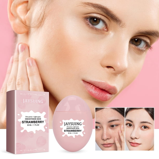 Suero facial Strawberry Pore-Smooth para mujer | Ácido salicílico, arroz y enzimas de tapioca | Minimización de poros, antioxidante, control de grasa | Cuidado facial hidratante e iluminador | 1