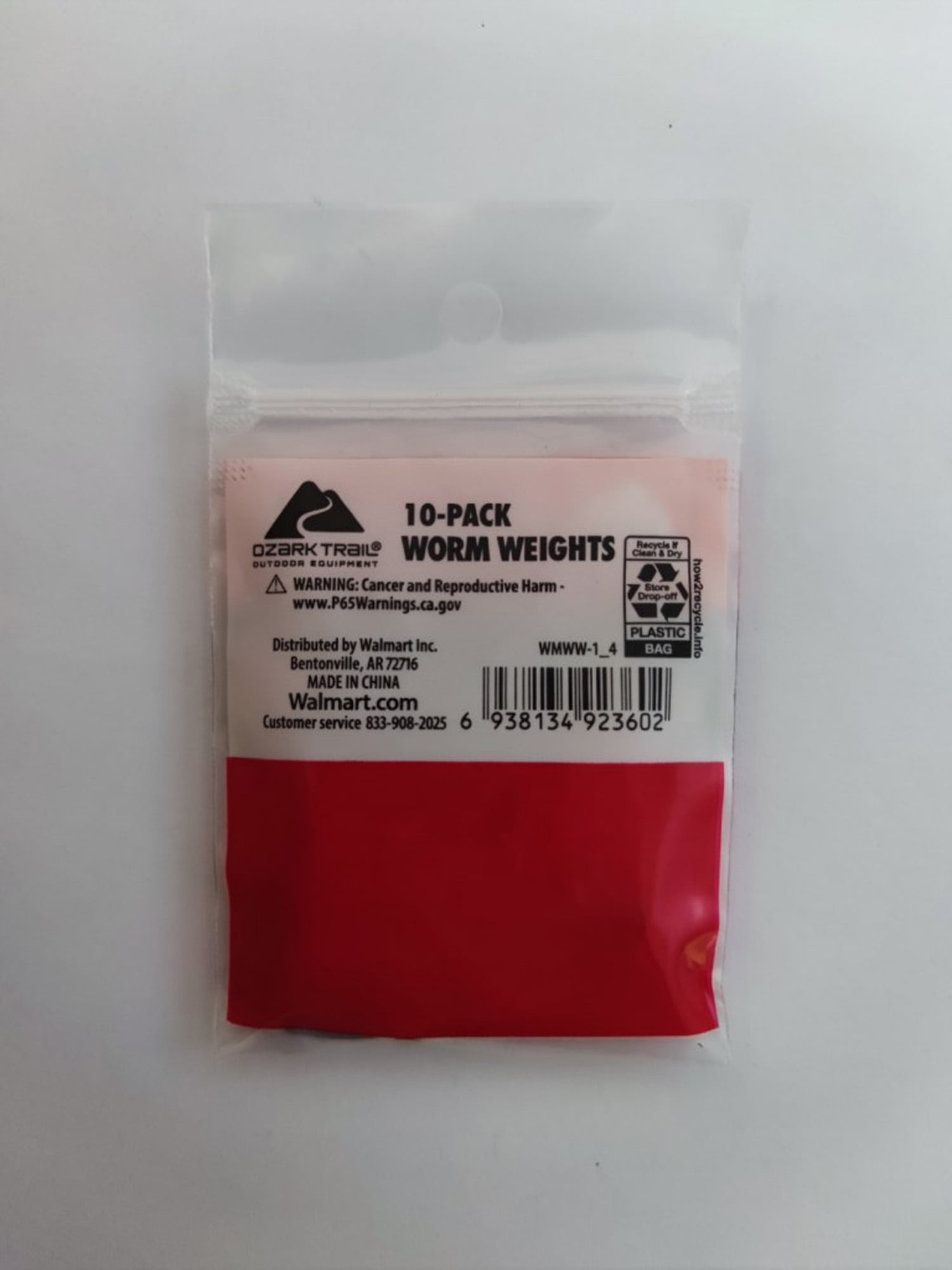 Ozark Trail Worm Weight 1/4oz, Fishing Lead Weights, Product Size 0.67x0.37in