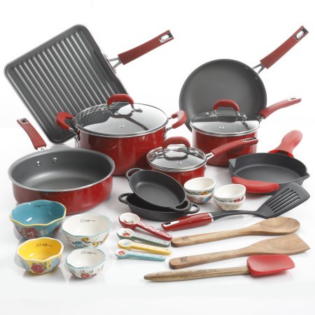 The Pioneer Woman Bundle with 30-Piece Cookware Set and Hardcover Edition of The Pioneer Woman ...