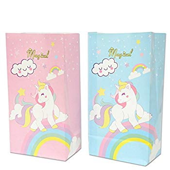 UNICORN PINK BIRTHDAY PARTY BAGS ~ RECYCLABLE LOOT TREAT FAVOUR GOODY BAG