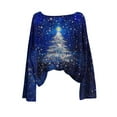thumbnail image 3 of FDGIU Women's Christmas Long Sleeve T-Shirt - Lightweight Christmas Tree Graphic Top, Snowflake Sequined Blouse, Xmas Vacation Casual Sweatshirt, 3 of 5