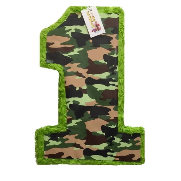 APINATA4U 20" Tall Green Camouflage Number One Pinata Woodland Theme
