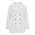 thumbnail image 6 of JGGSPWM Women Long Sleeve Dresses Elegant V Neck Casual Work Office Double Breasted Blazer Dresses Long Sleeved Slim Cardigan Lapel Suit Jacket White S, 6 of 7