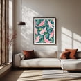 thumbnail image 2 of Party Gators Warning - Pink Crocodiles Swim Here - Painting Pattern Tropical Surrealism Floral Humor Animal Illustration Black Framed Wall Art Print 12 x 16 inches, 2 of 4
