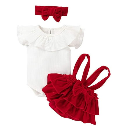 

LisenraIn Infant Baby Girl Dress Flying Sleeve Ruffle Romper Velvet Skirt