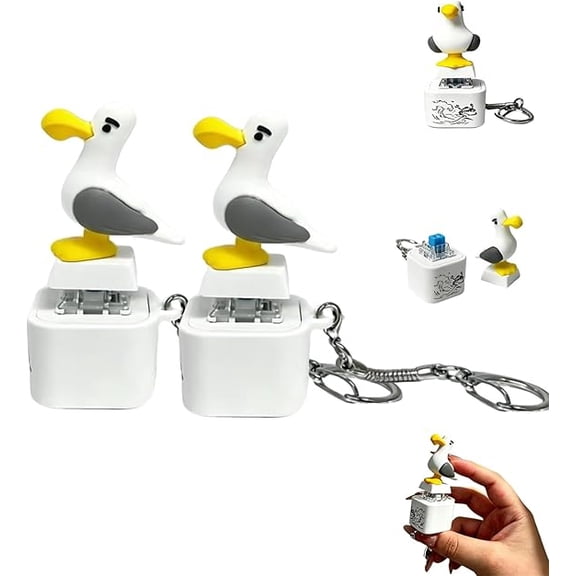 Seagull Mine Keychain Seagull Mine Button Keychain Seagull Button Desk Toy, Adults Keyboard Clicker for Fun Stress Relief Fidget Accessory (2PC)