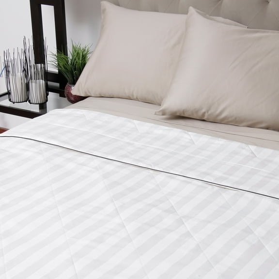 LCM Home Fashions, Inc. Silk-filled Damask Stripe Cotton Blanket Full / Queen