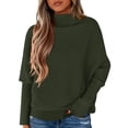 thumbnail image 1 of Suéter PRETTYGARDEN 2025 Cuello Alto Mangas Murciélago Verde Militar XXL, 1 of 8