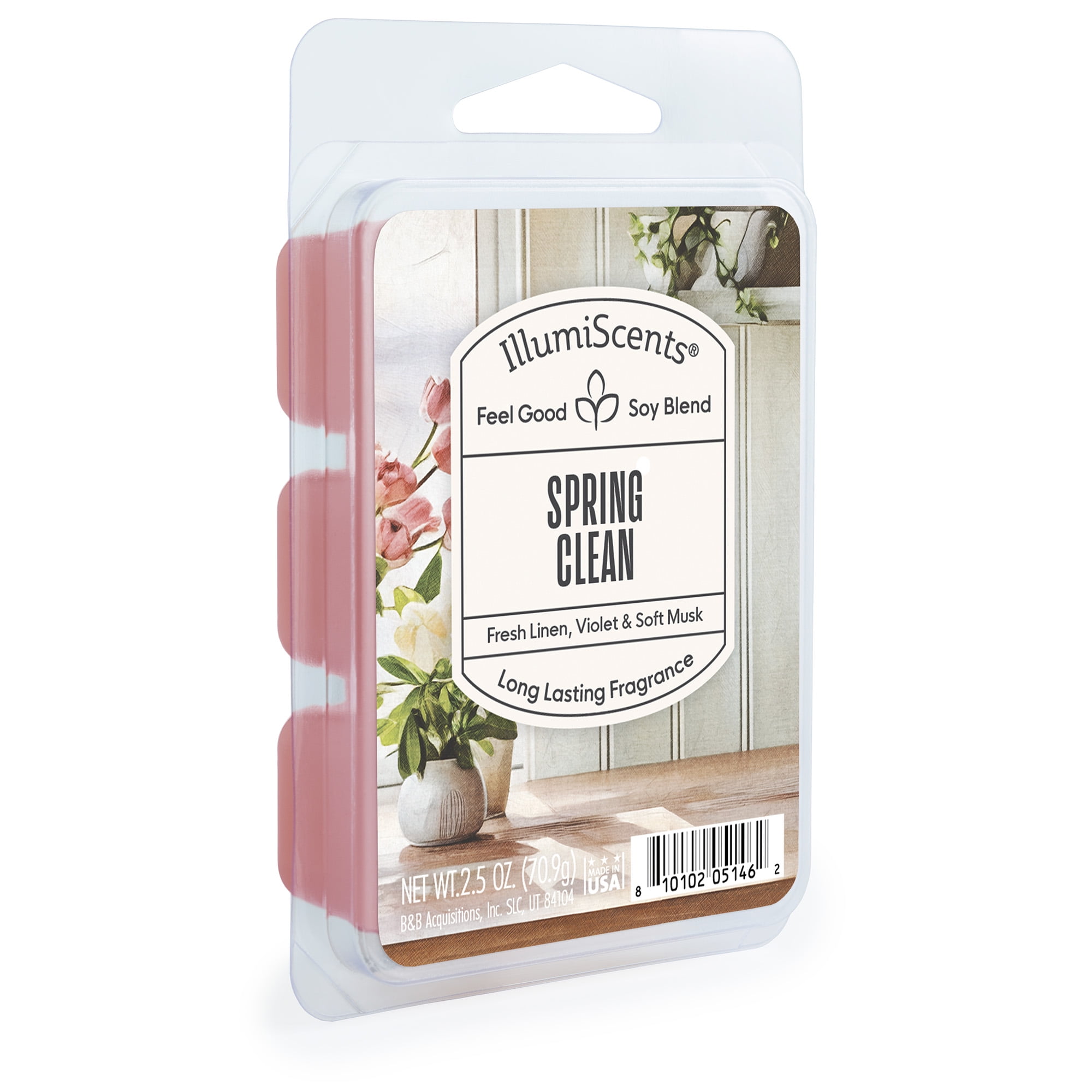(4 pack) Spring Clean Wax Melt, IllumiScents, Highly Fragrant Soy Blend, 2.5 oz (1-Pack)