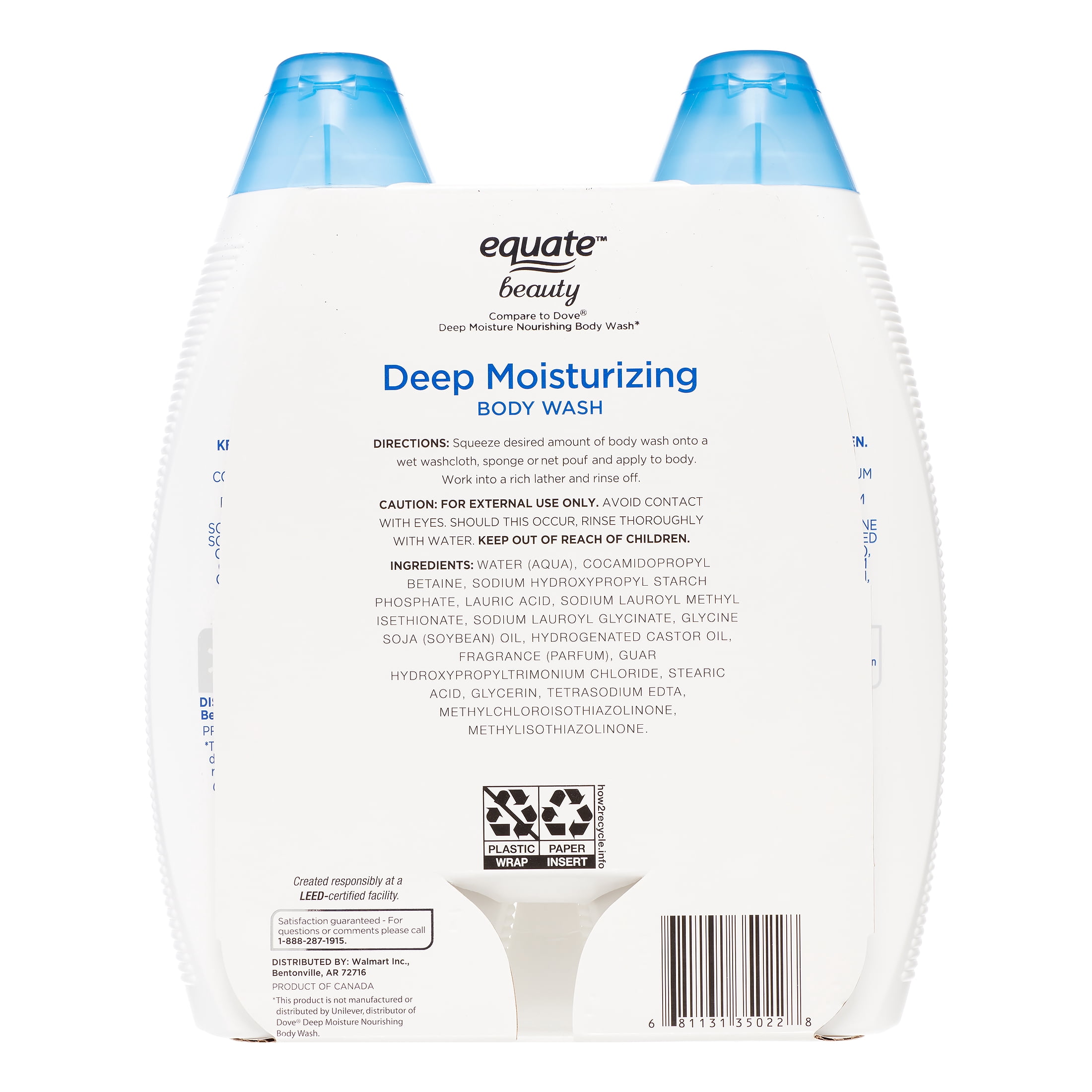 (4 pack) Equate Beauty Deep Moisturizing Body Wash, 22 fl oz, 2 Pack