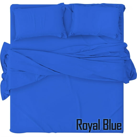 The Great American Store 1800 Series Microfiber Solid 4PC Sheet Set (King, Royal Blue) - Double Brushed - Extra Deep Pocket - Stain Resistant, Warm, Breathable And Hypoallergenic